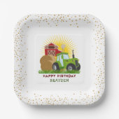 Green Tractor 🚜 Farm Trucks nach Maß Pappteller (Vorderseite)