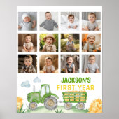 Green Tractor Geburtstag Foto Milestone Zeichen Poster (Vorne)