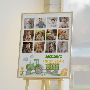 Green Tractor Geburtstag Foto Milestone Zeichen Poster