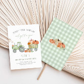Green Tractor & Pumpkins Geburtstagsparty Einladung