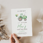 Green Tractor Thema Geburtstag Einladung