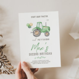 Green Tractor Thema Geburtstag Einladung