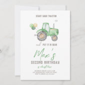 Green Tractor Thema Geburtstag Einladung (Vorderseite)
