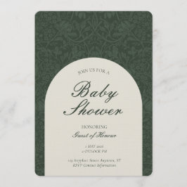 Green Traditional Floral Arts and Crafts Shower Einladung