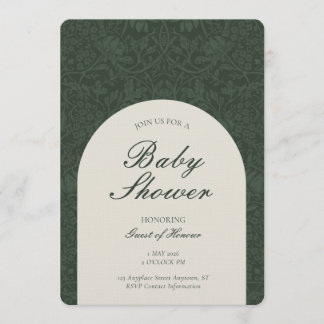 Green Traditional Floral Arts and Crafts Shower Einladung