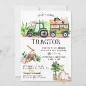 Green Traktor 2. Geburtstag Einladung (Vorderseite)