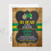 Green Traktor Baby Dusche Einladung Postkarte (Vorne/Hinten)