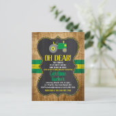 Green Traktor Baby Dusche Einladung Postkarte (Stehend Vorderseite)