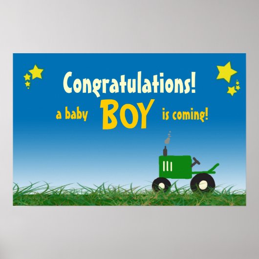 Green Traktor Baby Shower Poster: Junge Poster (Vorne)