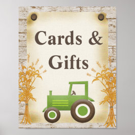 Green Traktor Cards und Geschenke Babydusche Zeich Poster