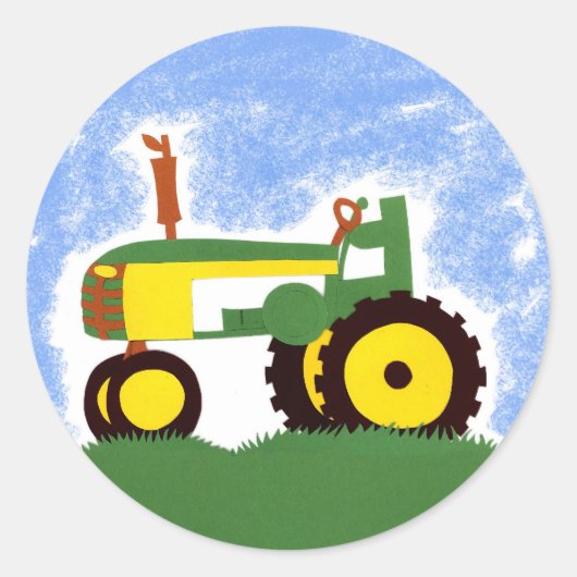 Green Traktor mit Blue Sky Umschlag Aufkleber Aufk (Vorderseite)