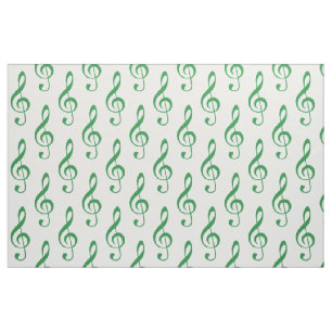 Green Treble Clef Muster Fabric Stoff
