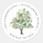 Green Tree Arborist Wasserfarbe HandIllustriert Runder Aufkleber (Vorderseite)