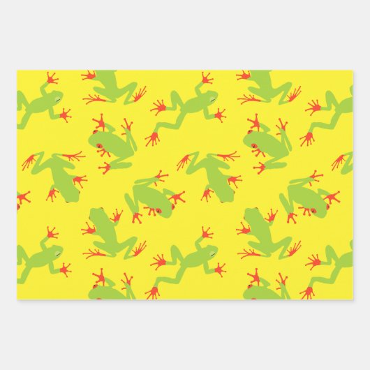 Green Tree Frog Muster Geschenkpapier Set (Vorderseite 3)