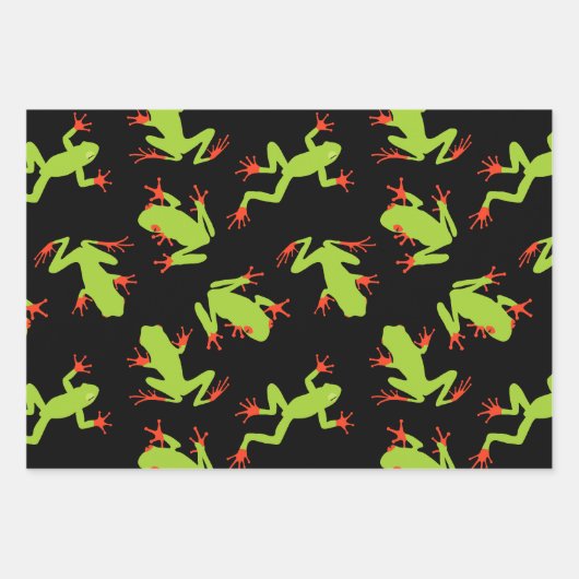Green Tree Frog Muster Geschenkpapier Set (Vorderseite)