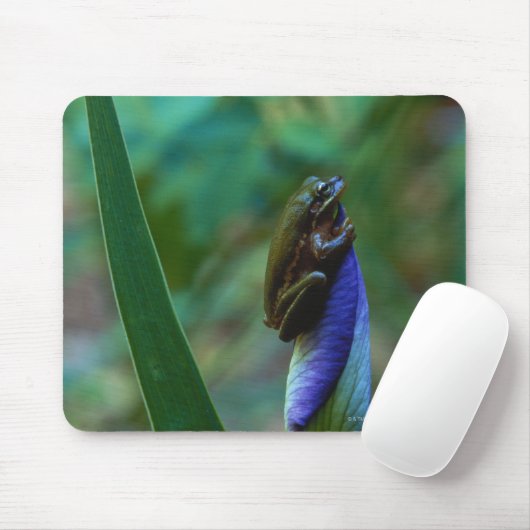 Green Tree Frog on Iris Mousepad (Mit Mouse)