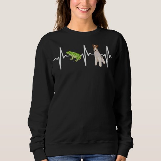 Green Tree Frog Wire Fox Terrier Heartbeat Dog Sweatshirt (Vorderseite)