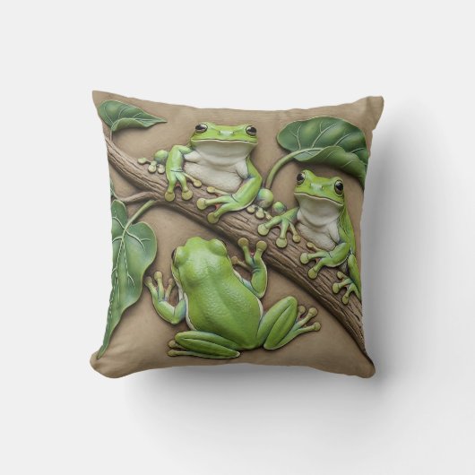 Green Tree Frogs Throw Cushion Kissen (Vorderseite)