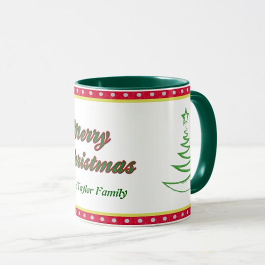 Green Tree Frohe Weihnachtsfamilie Tasse (VorderseiteRechts)