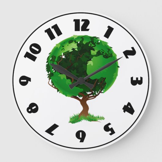 Green Tree Globe Clock Große Wanduhr (Vorderseite)