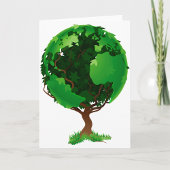 Green Tree Globe Greeting Cards Karte
