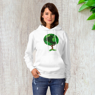 Green Tree Globe Womens Hoodie