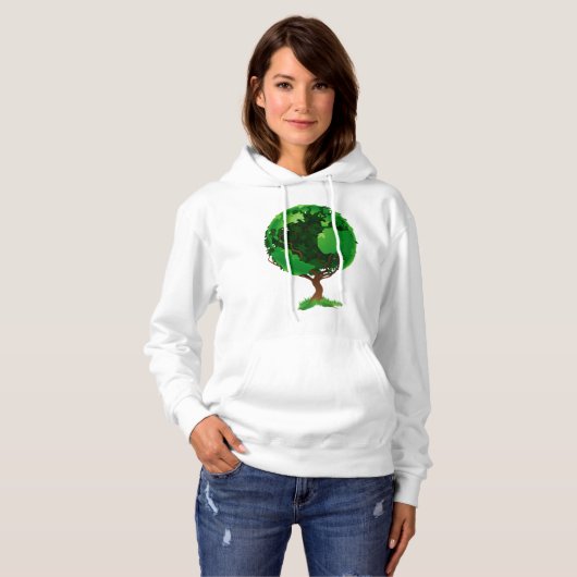 Green Tree Globe Womens Hoodie (Vorne ganz)