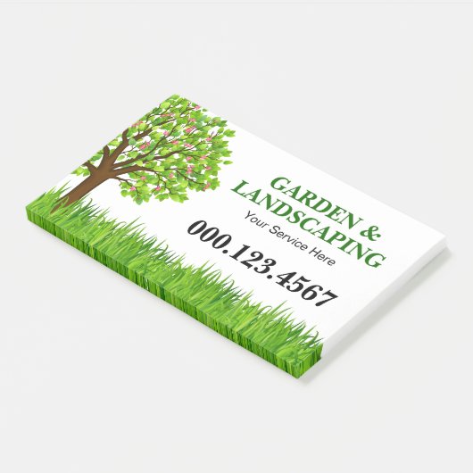Green Tree Grass Landscaping Service Business Post-it Klebezettel (angewinkelt)