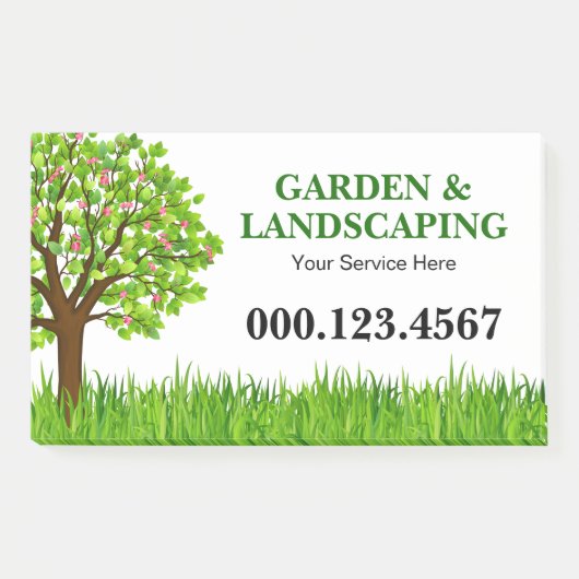 Green Tree Grass Landscaping Service Business Post-it Klebezettel (Vorderseite)
