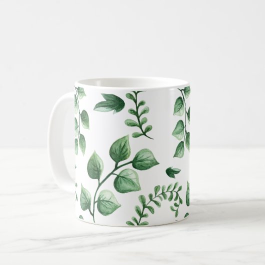 Green Tree Leaf Muster Kaffeetasse (Vorderseite Links)