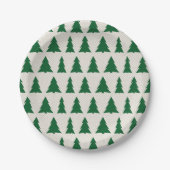 Green Tree Pattern Imitate Leinwand Holiday Party Pappteller (Vorderseite)