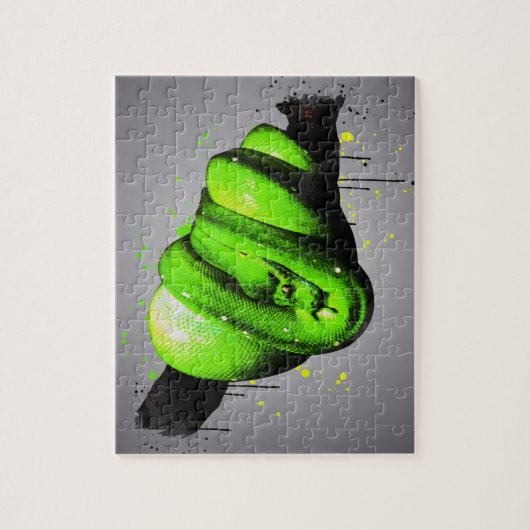 Green Tree Python Wasserfarbe Reptile Jigsaw Puzzl Puzzle (Vertikal)