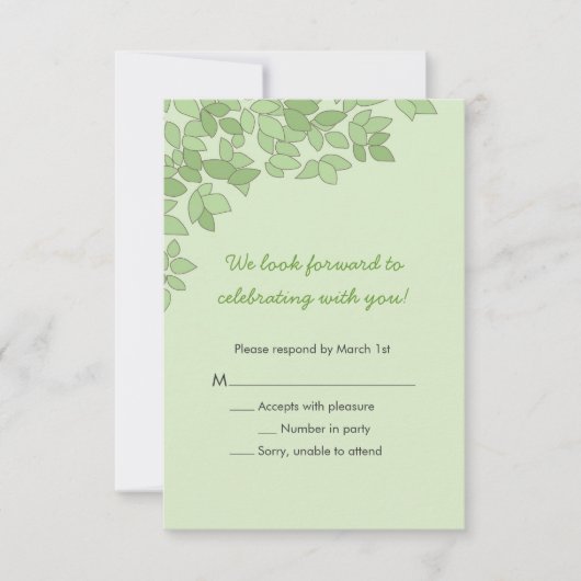 Green Tree Wedding Response Card Einladung (Vorderseite)