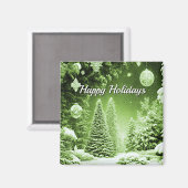 Green Trees Holiday Weihnachtsmagnet Magnet (Vorderseite/Rückseite)