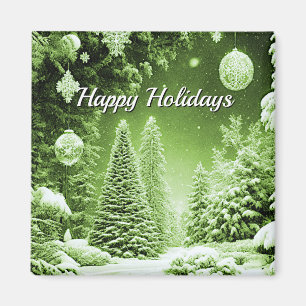 Green Trees Holiday Weihnachtsmagnet Magnet