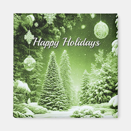 Green Trees Holiday Weihnachtsmagnet Magnet (Vorne)