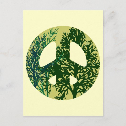Green Trees Peace Sign Blank Art Card Postkarte (Vorderseite)