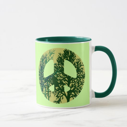 Green Trees Peace Sign Coffee Tasse (Rechts)