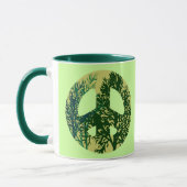 Green Trees Peace Sign Coffee Tasse (Links)
