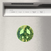 Green Trees Peace Sign Magnet (In Situ (Geschirrspüler))