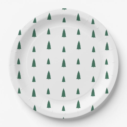 Green Trees Simple Modern Christmas Pappteller (Vorderseite)