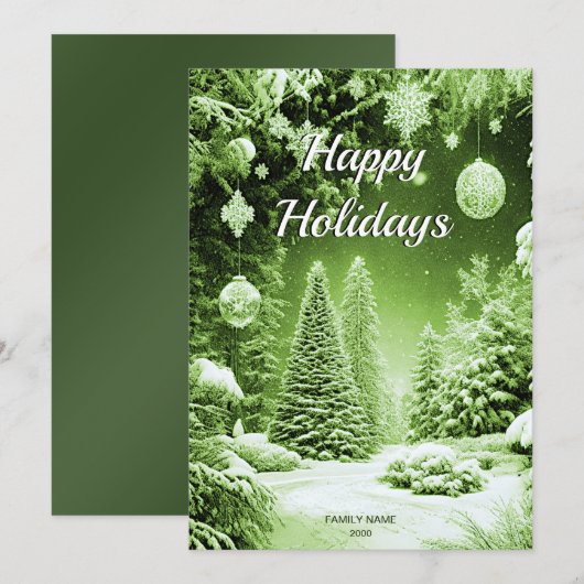 Green Trees Weihnachtskarte Feiertagskarte (Vorne/Hinten)