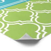 Green Trellis Vibrant Blue Name Template Poster (Ecke)