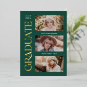 Green Trendy Serif Multiple Foto Abschluss Folieneinladung (Stehend vorne)