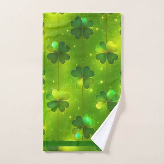 Green Trendy St Patrick's Day Clover Collection Badhandtuch Set (Handtuch)