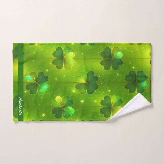 Green Trendy St Patrick's Day Clover Collection Badhandtuch Set (Handtuch)