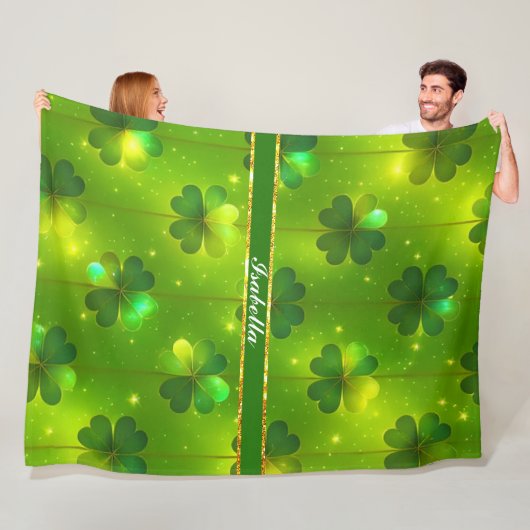 Green Trendy St Patrick's Day Clover Collection Fleecedecke (Beispiel)