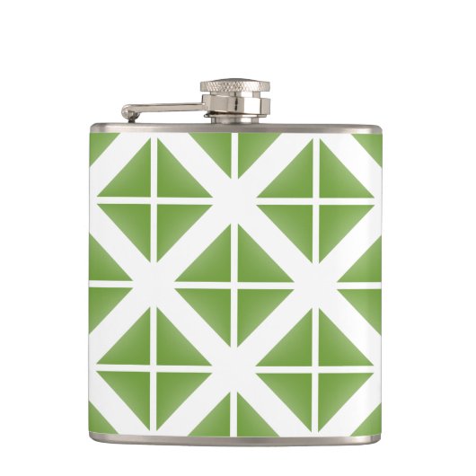 Green Trendy Triangle Pattern Flachmann (Vorderseite)