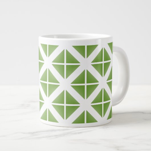 Green Trendy Triangle Pattern Jumbo-Tasse (Vorderseite Rechts)