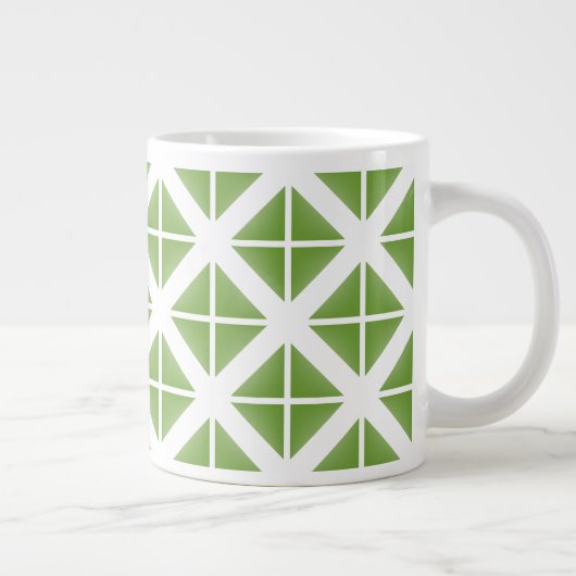 Green Trendy Triangle Pattern Jumbo-Tasse (Rechts)
